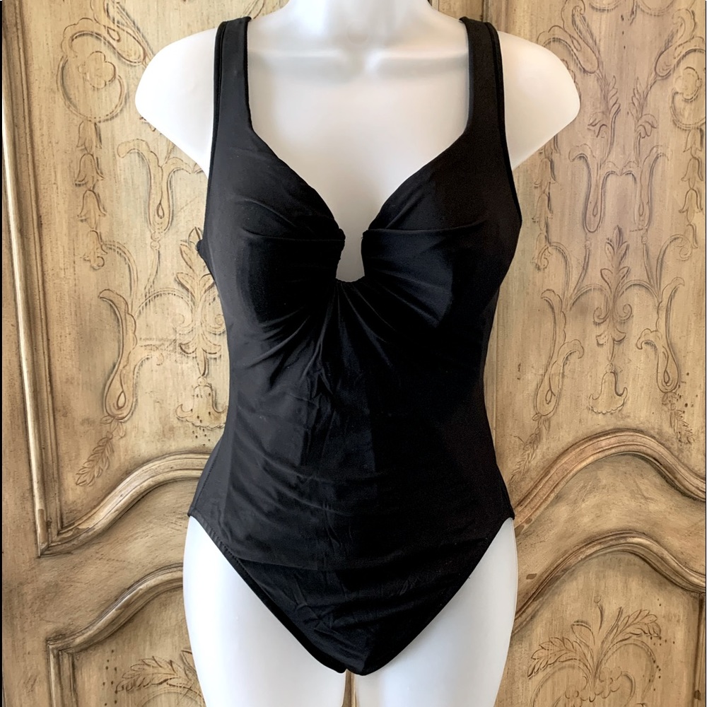 Swimsuit Black Cutout Low Cut High Leg Low Back Size Small